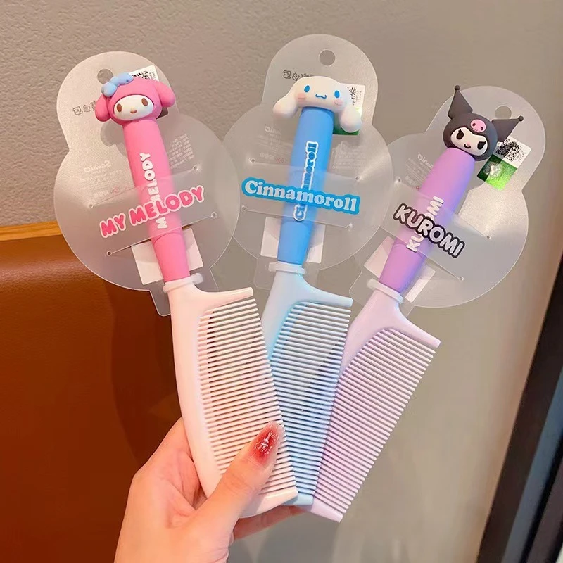 Sanrio Kuromi Cinnamoroll Melody Kamm Lange Haarbürste Kopfhaut Kämme Mädchen Niedlich Tragbare Student Kinder Kamm Frauen Exklusives Geschenk