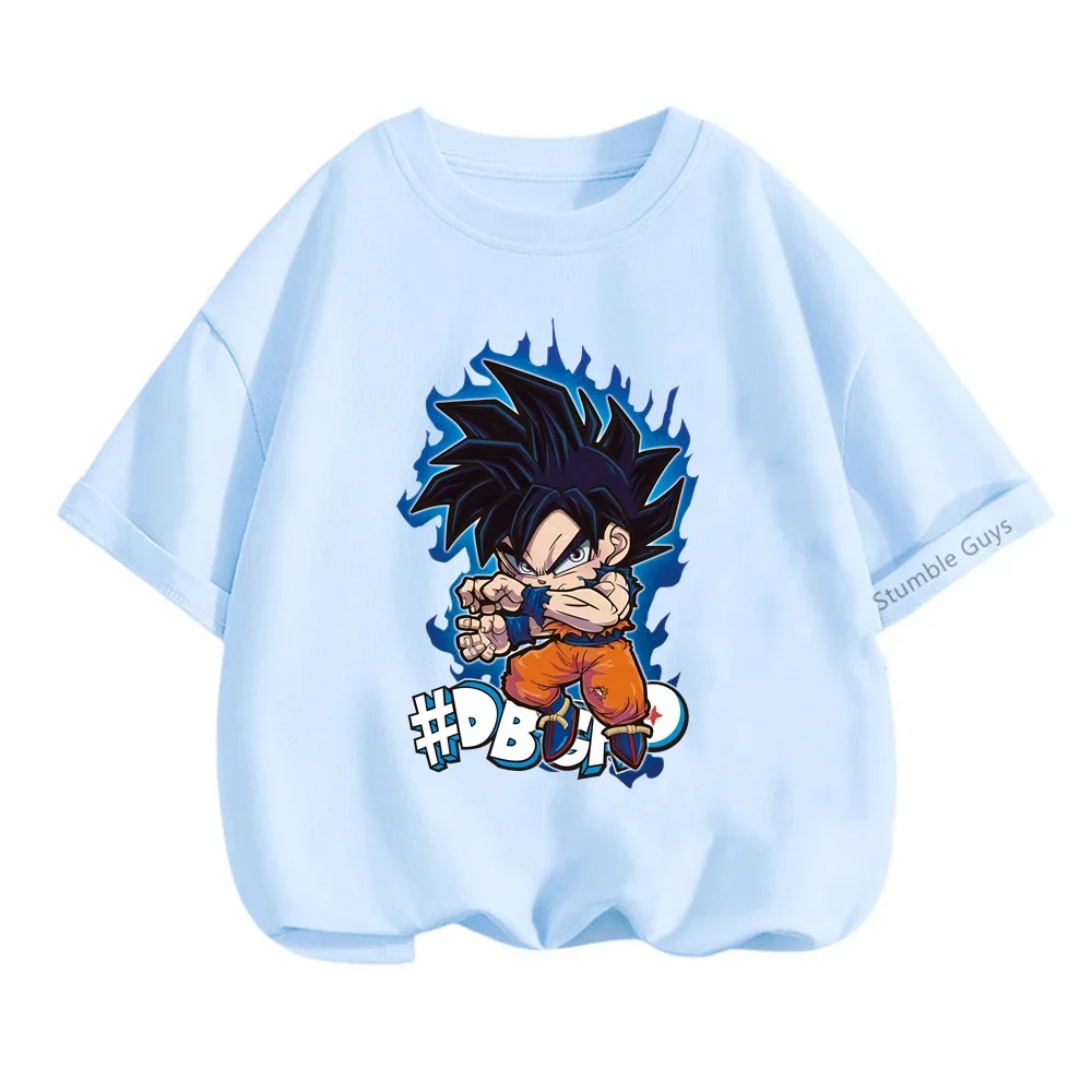 2024 Dragon-ball Tshirt Kids Cartoon Casual Summer 3-14 Years Boys Goku Short-sleeved Girls T-shirt Teen Clothes Girls Clothes