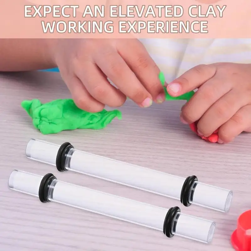 Transparent Acrylic Clay Roller With Thickness Ring, Plastic Rolling For Sculpting, Compatible For Un-fired Clay Art Projects