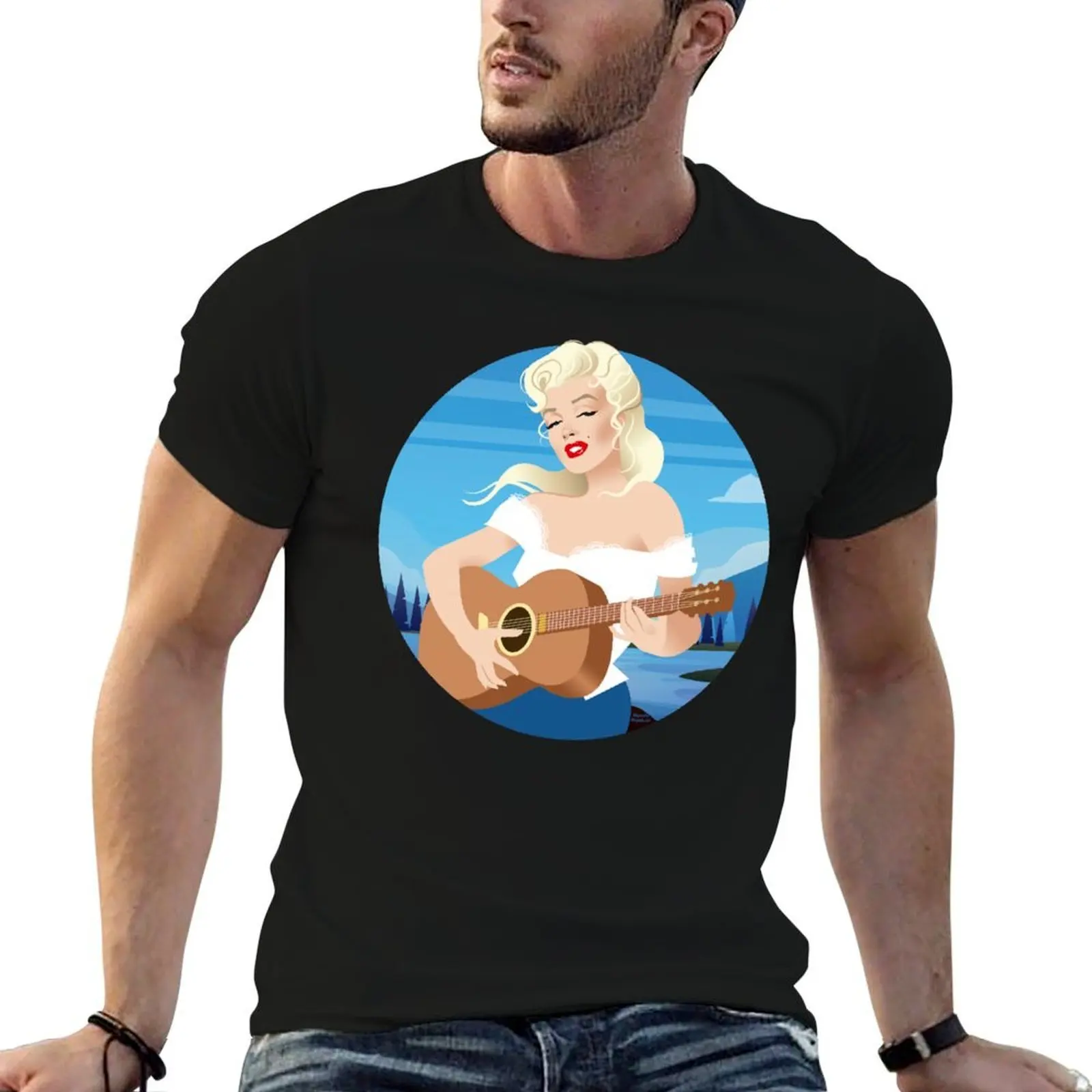 Camiseta River, camiseta de algodón para hombre, camiseta gráfica de anime, camiseta oversize