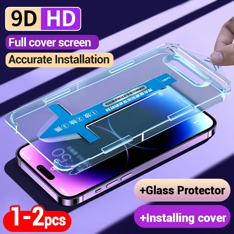 1-2PCS 8K Oleophobic Coating Dust Free Installation Glass For iPhone 15 13 12 11 14 Pro Max Screen Protector For iPhone XR X XS