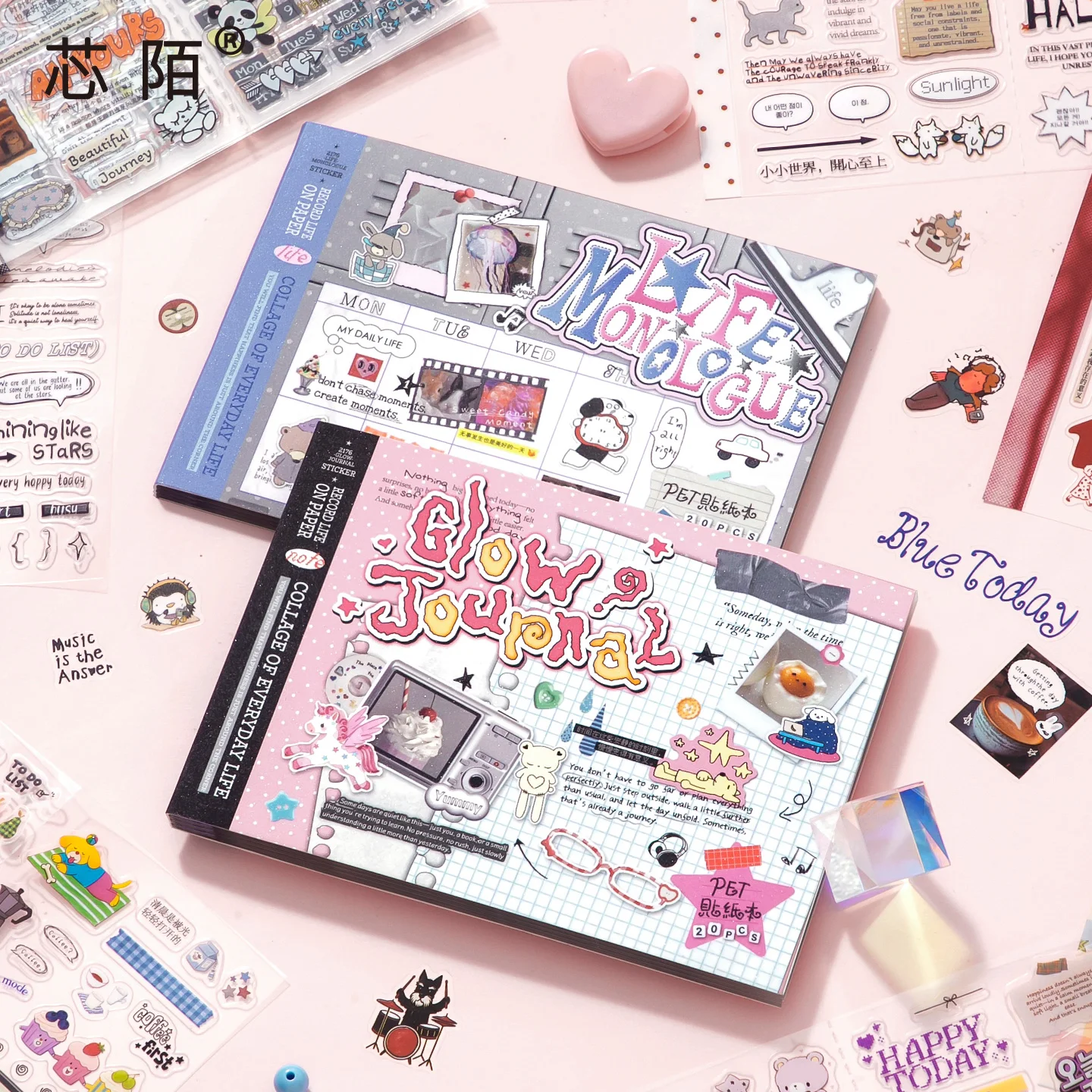 20 Sheets/Piece M5 Foldable Sticker Book Minimalist Ins Style Text Stickers for Journal Diary Notebook Decor Die-cut Stickers