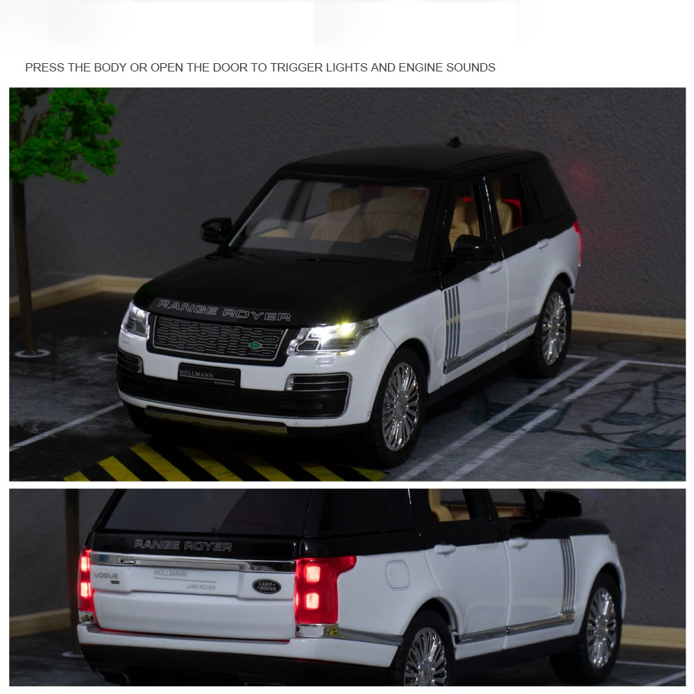 1:24 Land Rover Range Rover 2022 SUV Model Samochodu z Odlewu Stopu Metali, Zabawka z Dźwiękiem i Światłem, Pojazd dla Dzieci, Kolekcja, Prezent
