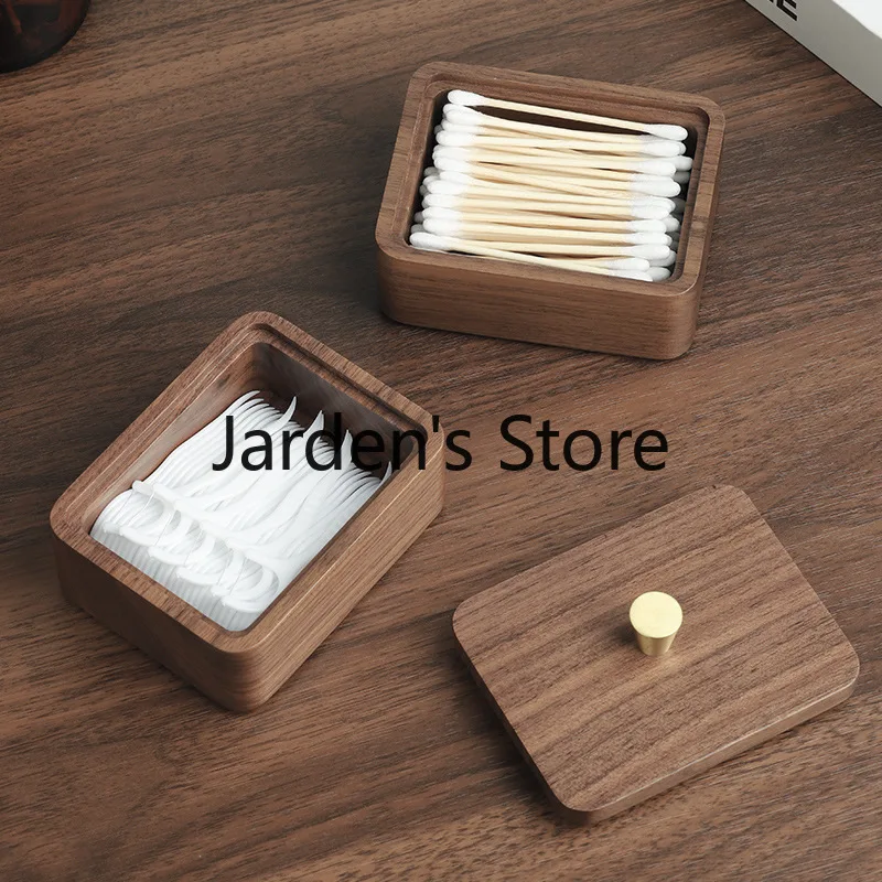 Solid wood dental floss box double storage box household high-grade toothpick cotton swab box jewelry storage box