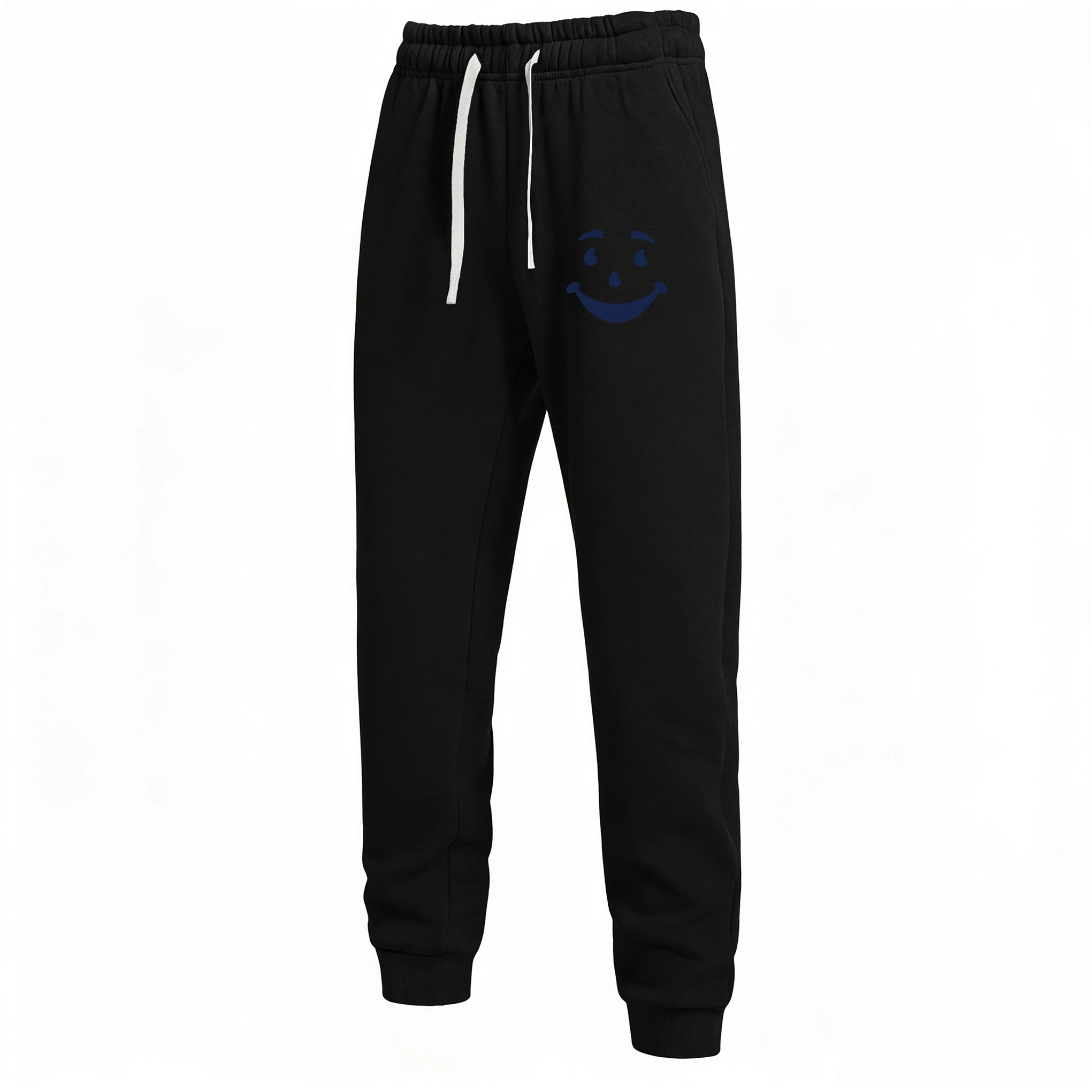 

Men's black spring and autumn casual pants fashionable printed pants elastic fabric that can be machine washed