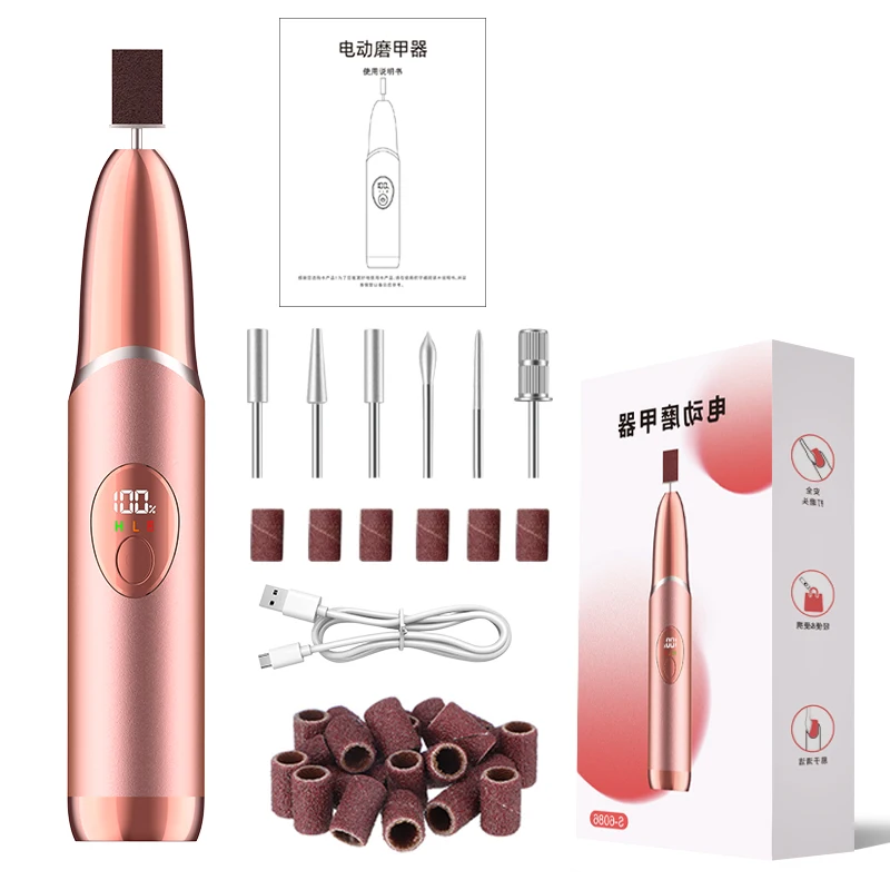 Tragbares elektrisches Nagelfeilen-Pflegeset mit 12 Aufsatzbohrern, professionelles Efile-Nagelset, Pediküre-Maniküre-Werkzeug