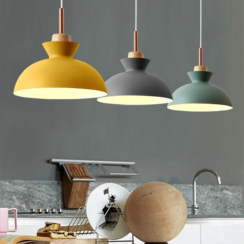 Modern Creative Minimalist Designer Style Solid Wood Chandelier Bedroom Study Makaron LED Pendant Light Home Decoration Lamps