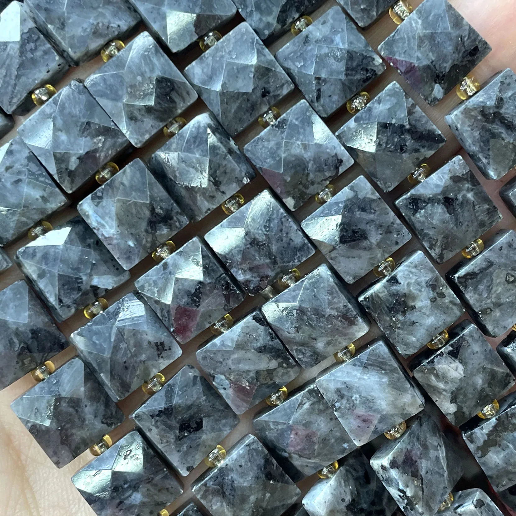 10 mm facettierte quadratische bunte Picasso-Jaspis-Abstandsperlen aus Naturstein für die Schmuckherstellung, DIY-Armband, Halskette, Zubehör – Detail 13
