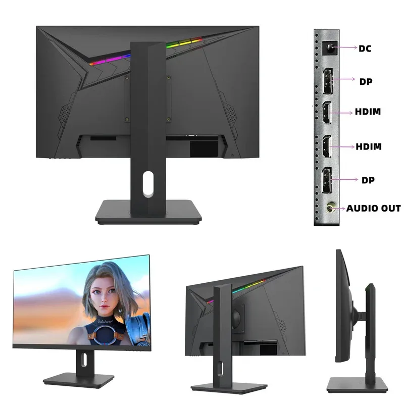 Monitor da 27 pollici 165Hz 2K Display da gioco 1ms Free-sync IPS Display LCD da tavolo Rotazione Ascensore Supporto HDMI DP Supporto PS5 HDR400