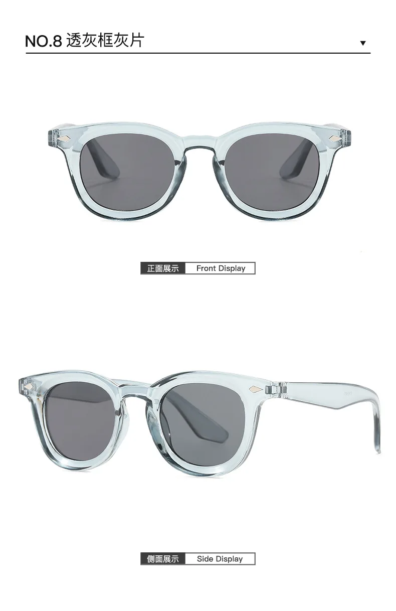 Retro Runde Männer Sonnenbrille Mode Klare Ozean Objektiv Shades UV400 Frauen Trend Nieten Gläser – Detail 15