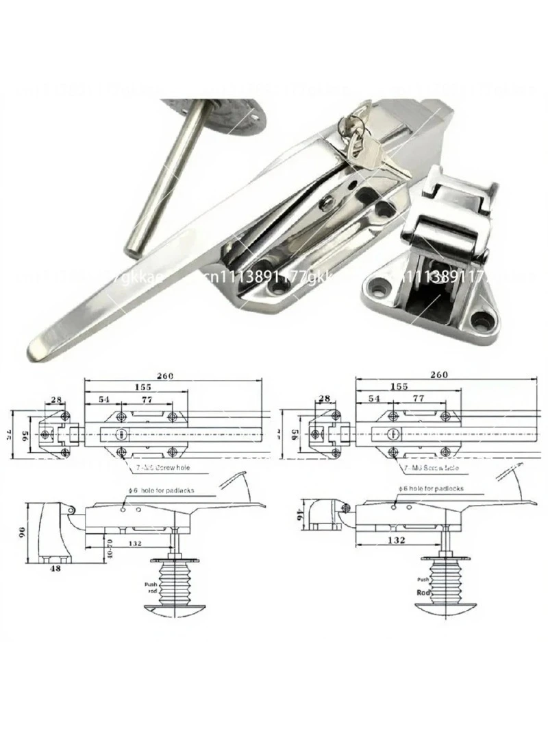 Cold Storage Door Safety Handle Stainless Steel Freezer Door Lock for Semi Buried Refrigeration Unit