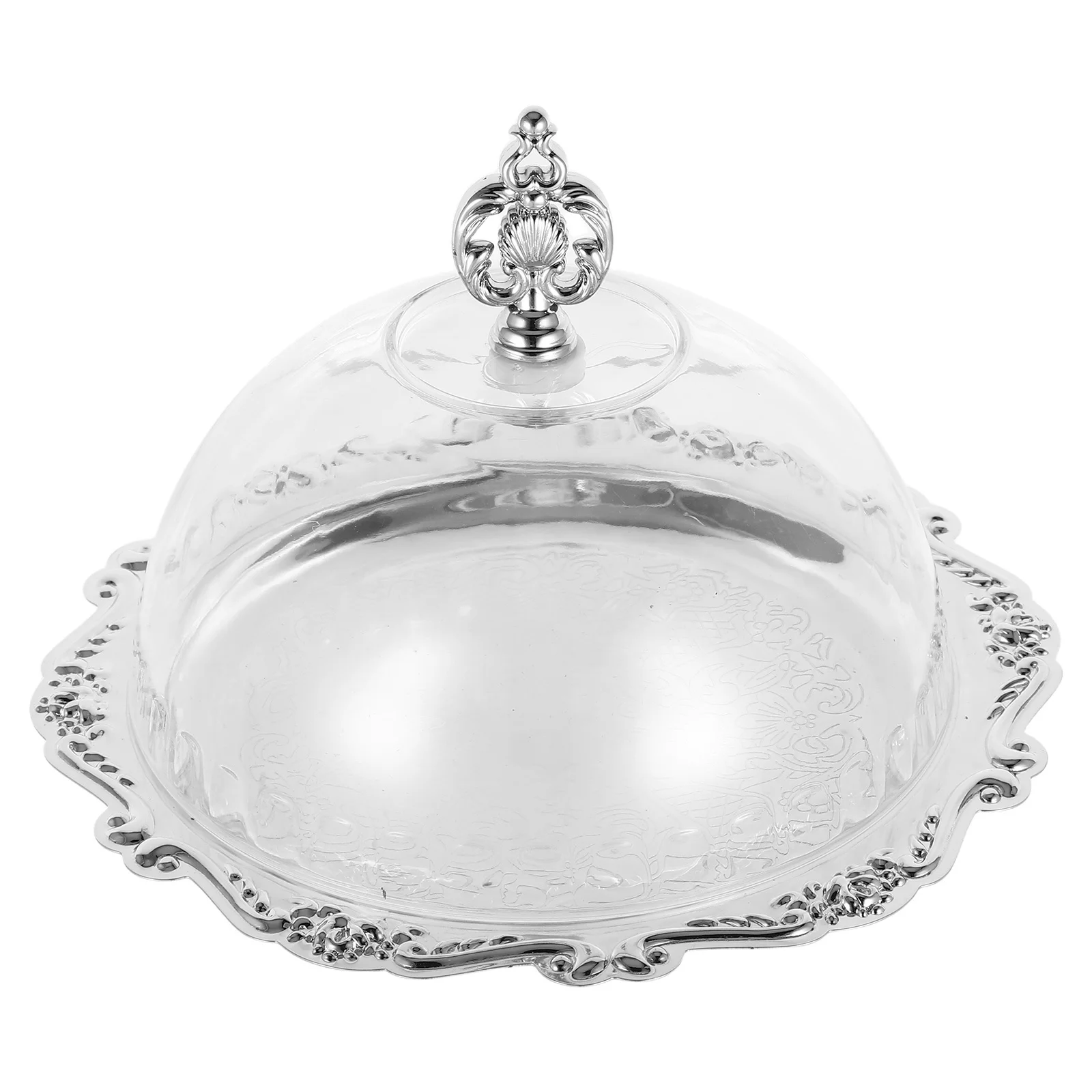 

8 Inch Eid Snack Tray With Clear Dome Lid Mubarak Dish Muslim Food Serving Platter For Ramadan Party Desserts Festival Tableware