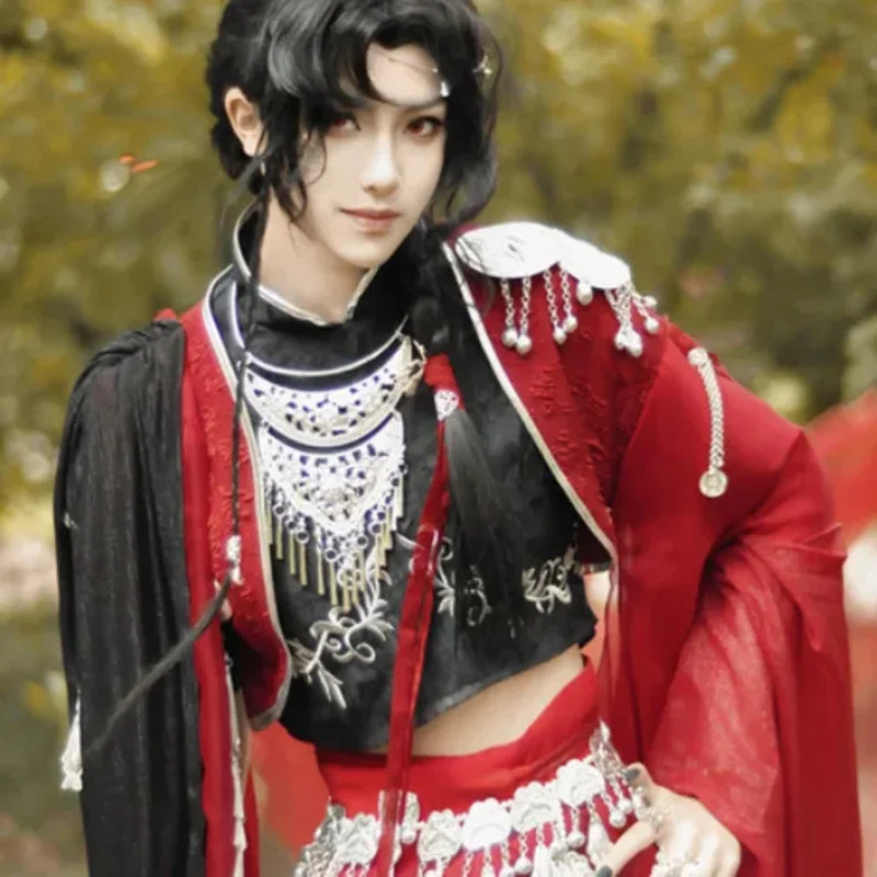 Chinese TV series tgcf Guan Ci Fang Lian Hua Cheng cosplay costume Hua Cheng Loulan Cos dress Hanfu full set