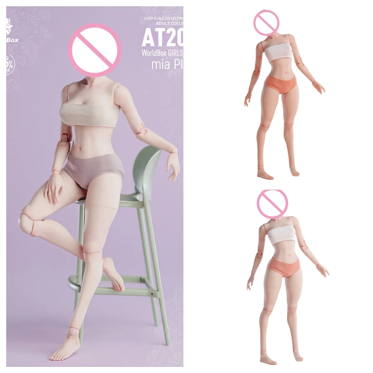 

HIPLAY TBLeague AT202pro Articulated Joints Female Body With Chunky Thighs Light-Suntan Skined 1/6 Action Figure Body