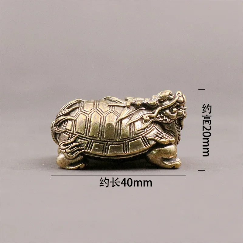 Pure Brass Dragon Turtle Metal Figurine Desk Decoration Animal Accessoires Miniatures Lucky Turtle Home Decoration Accessories