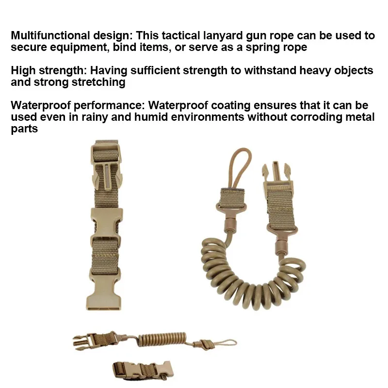 3-delig Multifunctioneel Veerkoord Buiten Slijtvast Elastisch Sleutelhanger Veiligheidskoord Anti Verlies Militaire Tactische Lanyard