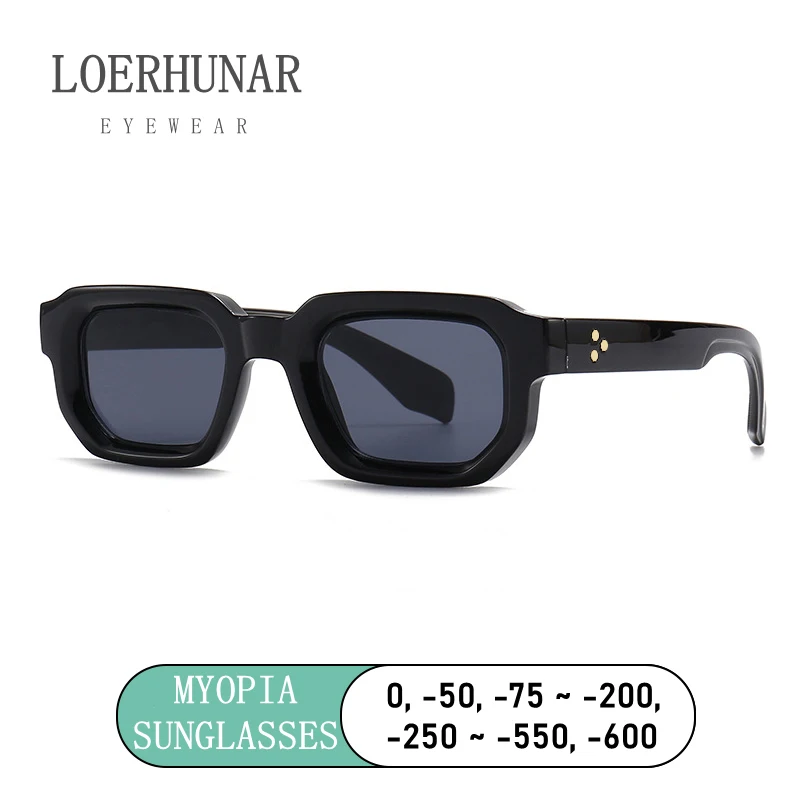 

LOERHUNAR New Myopia Sunglasses Narrow Frame Women Luxury Brand Design Trendy Sunglass for Men Charm Retro Square Glasses UV400