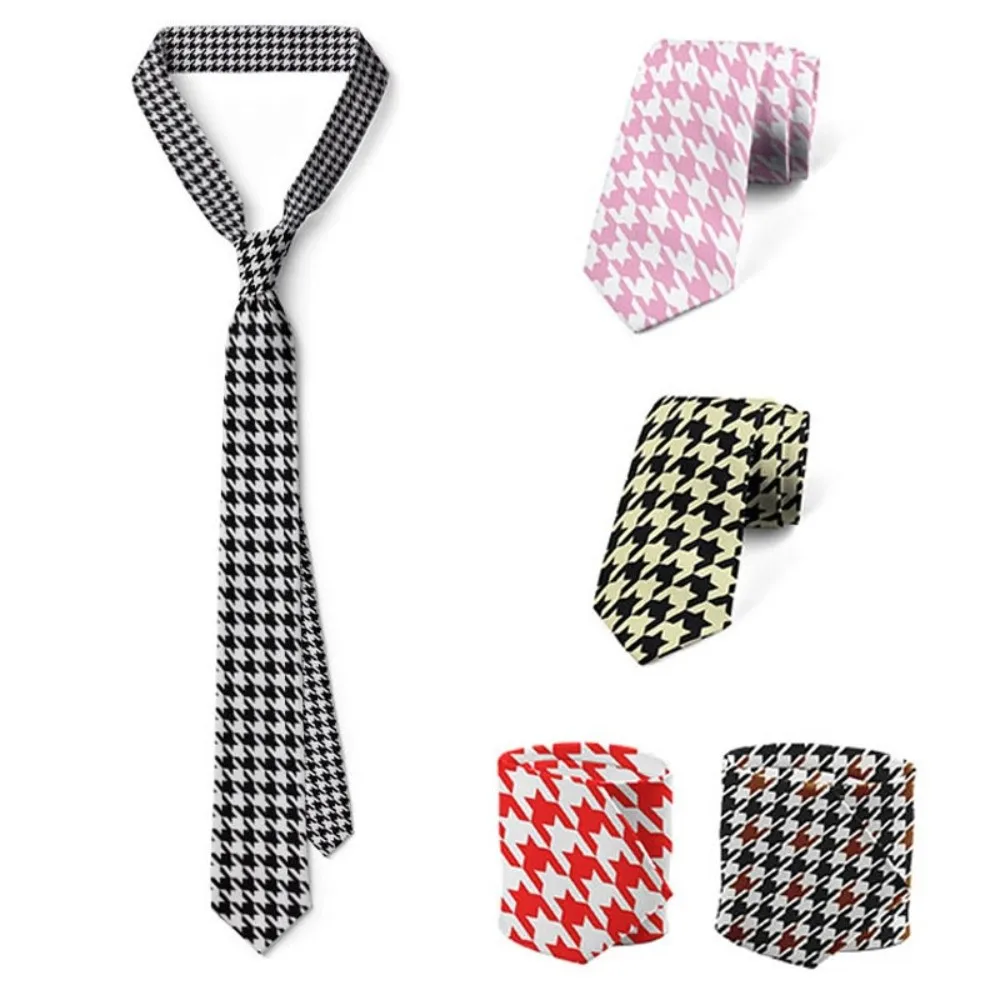 Fashion 8cm Houndstooth Tie Narrow Adjustable Classic Tie Hand Tied Soft Men Necktie Shirt