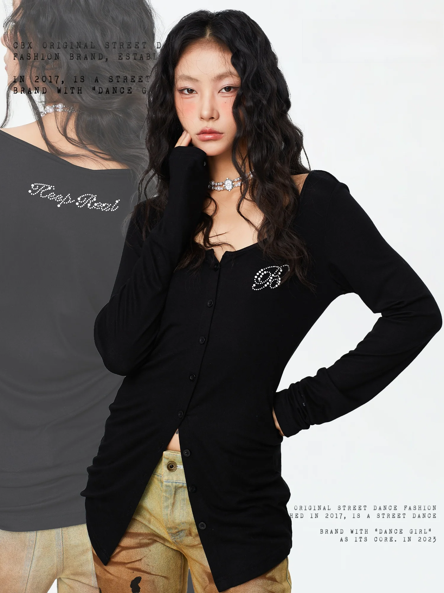 

CBXLAB Street Dance Sweet Heart Spicy Girl Long Sve Sexy American Slimming Jazz Inner Wear Top for Women Ci Walk Perform...