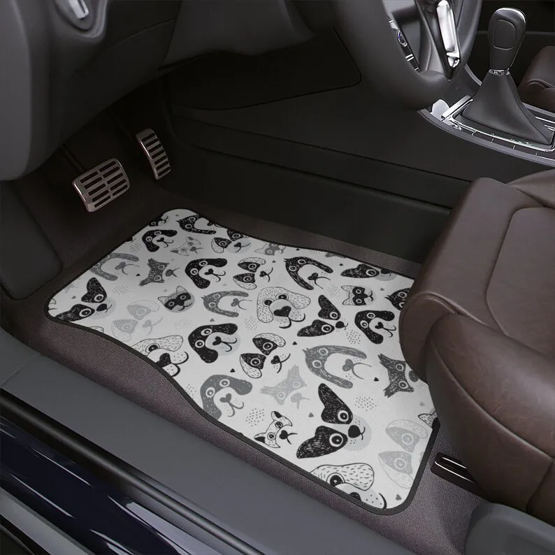 

Dog car floor Mats, Car Floor Mats, Listing is for one Mat, black and white pattern floor mat, gift for the car, floor protector