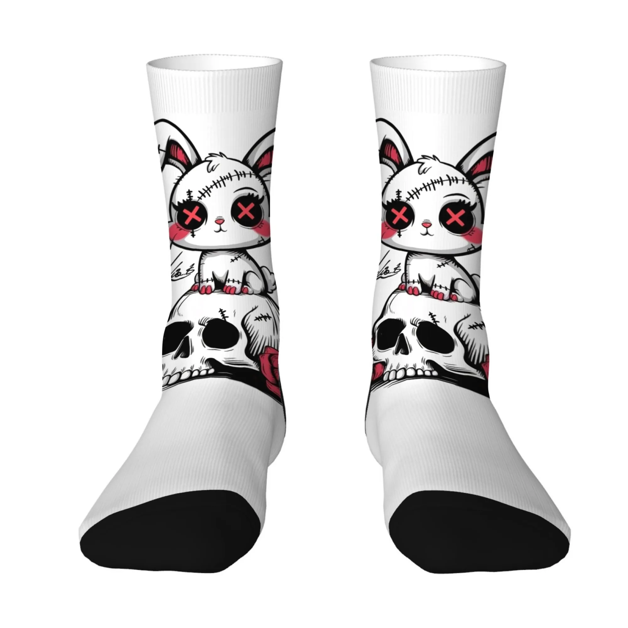 

Gothic Dark Skull and Cute Doll Combination Art Printed Men's Socks Comfortable Breathable Casual Street Fitness Socks Unisex