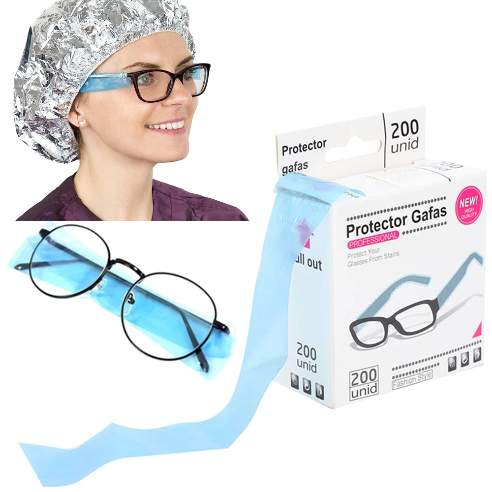 200pcs Disposable Protection Eyeglasses Covers Sleeves Hairdressing DIY Barber Hair Coloring Styling Tool Glasses Leg Accessory