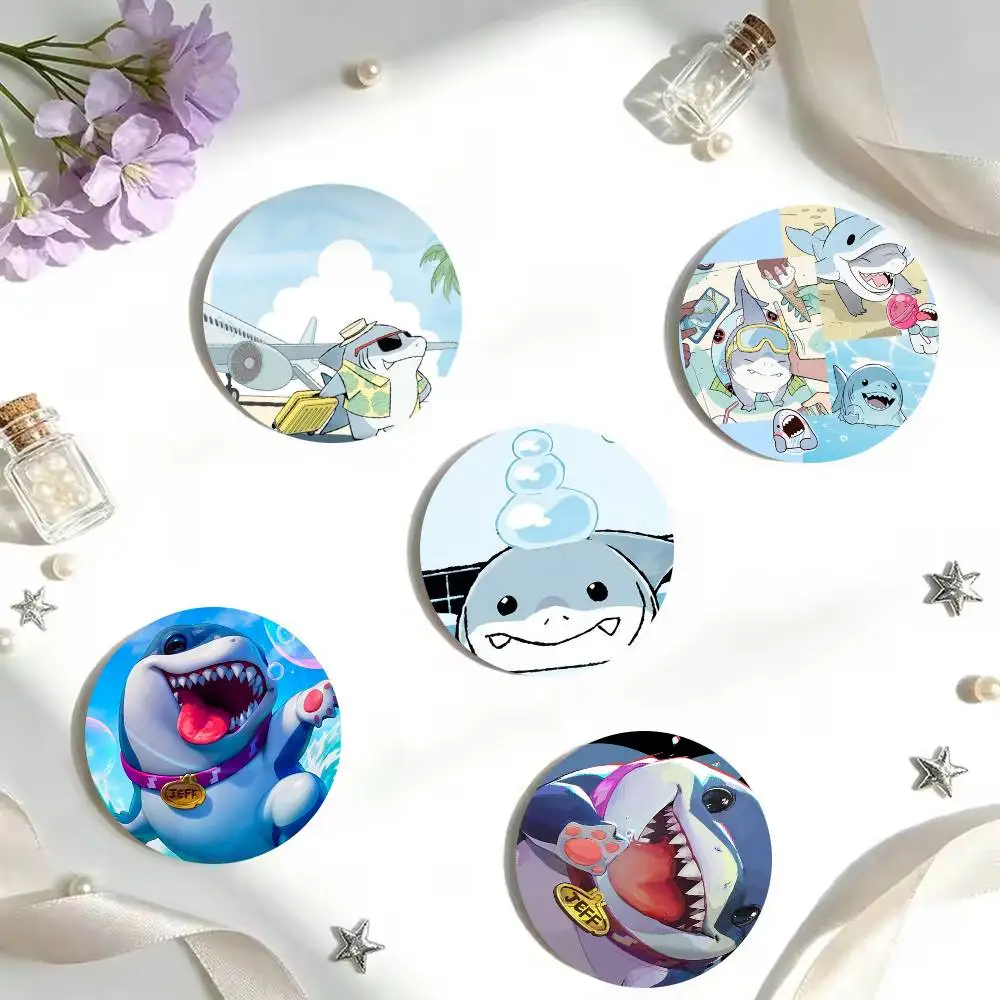J-Jeff The Land Shark 25 32 44 58 75mm Round Badges Brooches Lapel Pins Fashion Accessory Holiday Present Gift