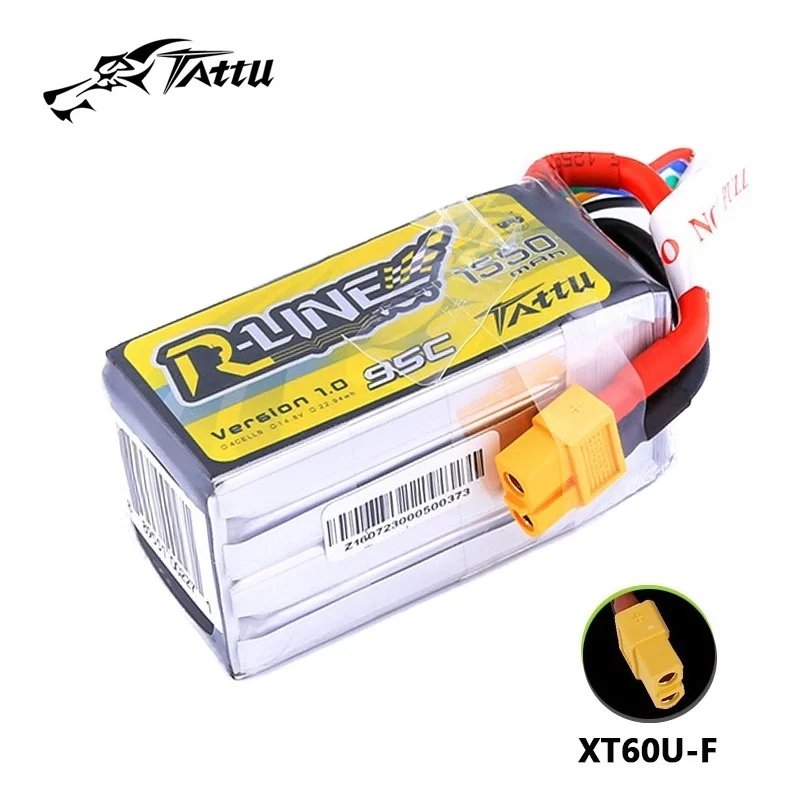 Original TATTU R-LINE 1.0 95C 1550mAh 14.8V LiPo Battery For RC Helicopter Quadcopter FPV Racing Drone Parts With XT60 Plug