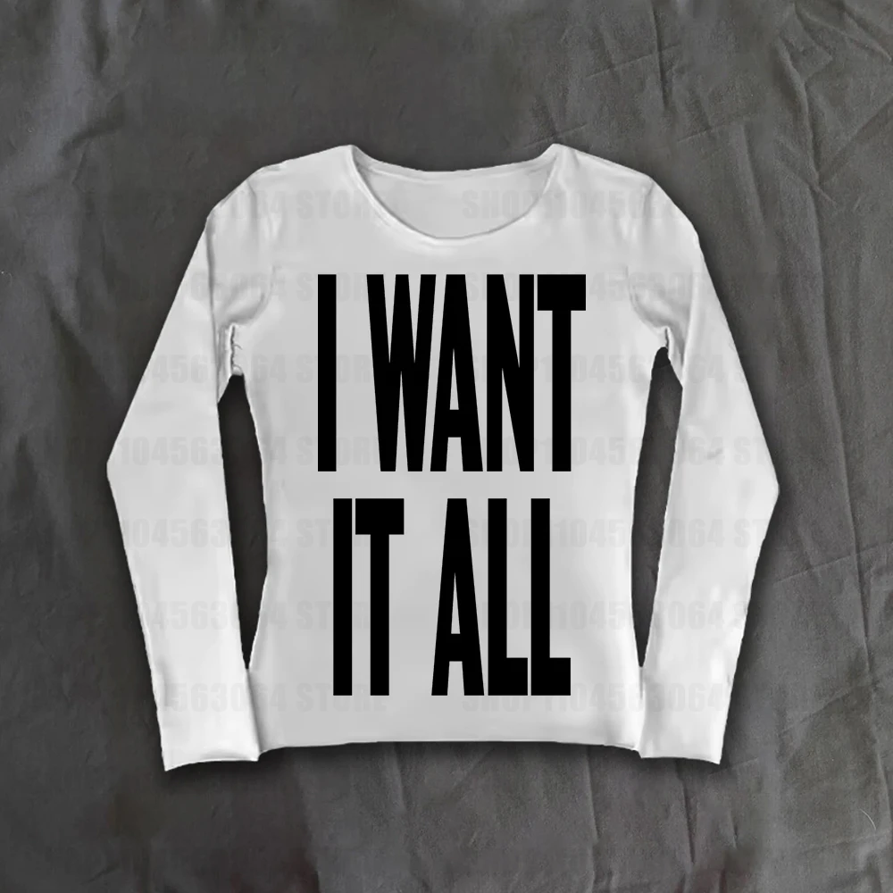 

Y2k hip-hop letter print garbage goth street wear high street T-shirt spicy girl 2000S American retro long sleeved T-shirt casua