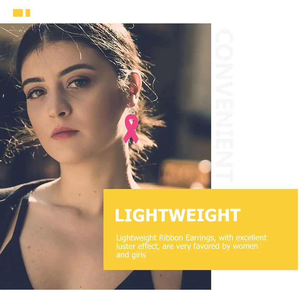 

3Pairs Health Awareness Ribbon Earrings Dangle Earrings Breast Cancer Awareness Jewelry Lightweight Stylish Women