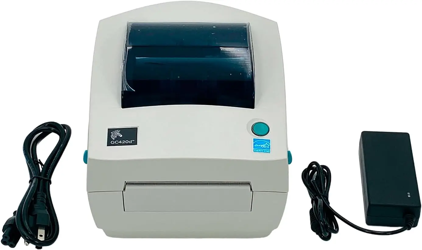 Impresora de etiquetas térmica directa Zebra GC420d reacondicionada GC420-200510-000 Paralelo serie USB, paquete con adaptador de CA