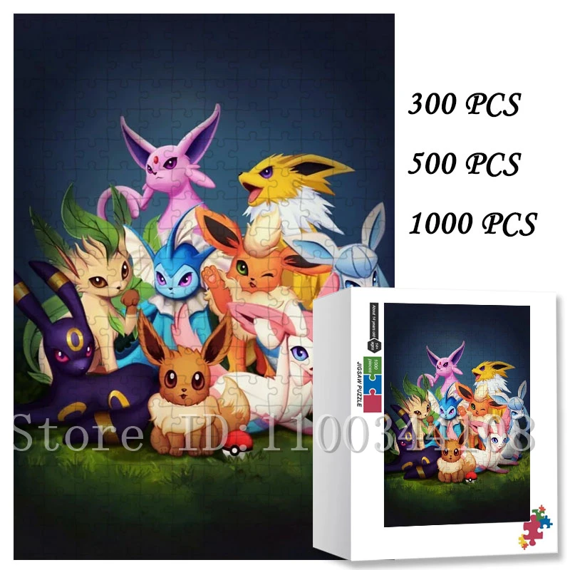 

300/500/1000 шт., головоломка с изображением покемонов, детская развивающая игрушка, головоломка Eeveelution, игрушки ручной работы и хобби