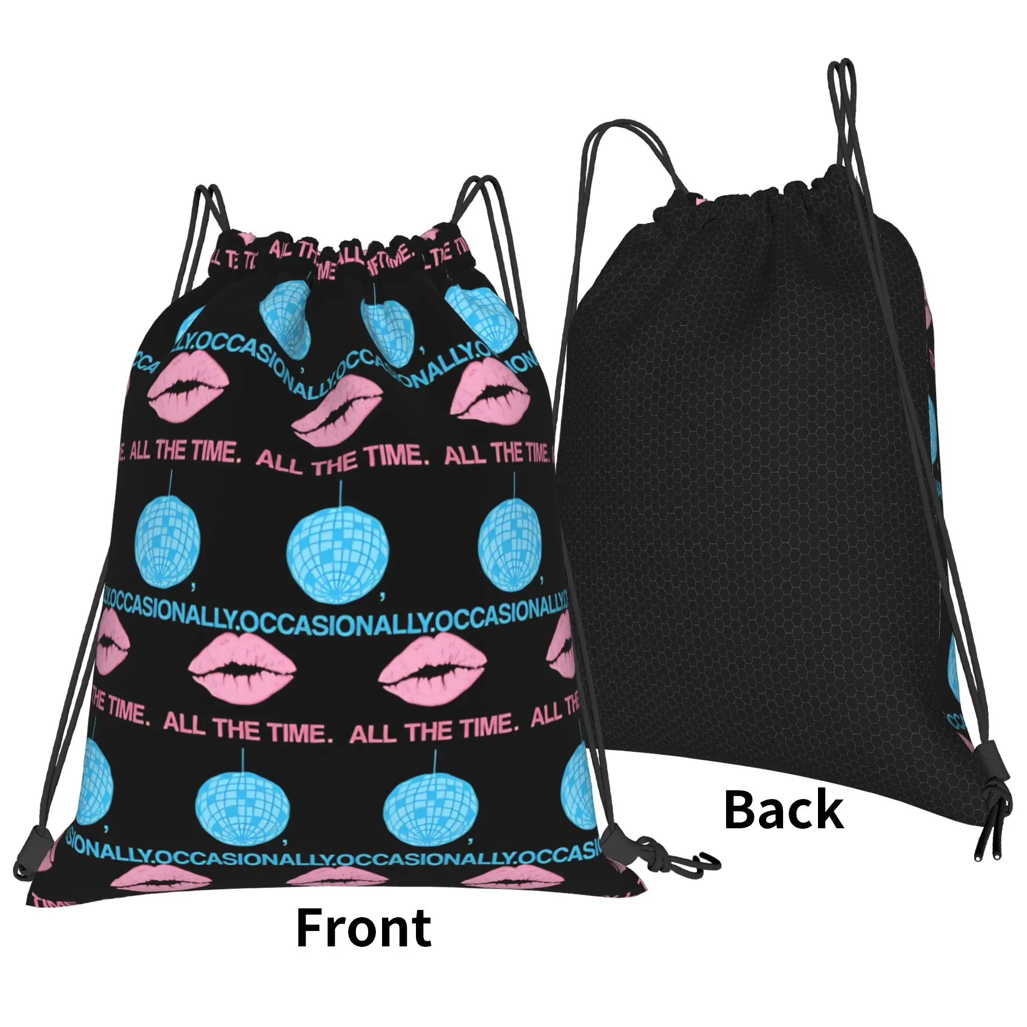 Kiss HS disco Kiss All The Time Drawstring Backpack Sackpack Water Resistant Harrys Music Styles String Bag 36cm (W) x 43cm (H)