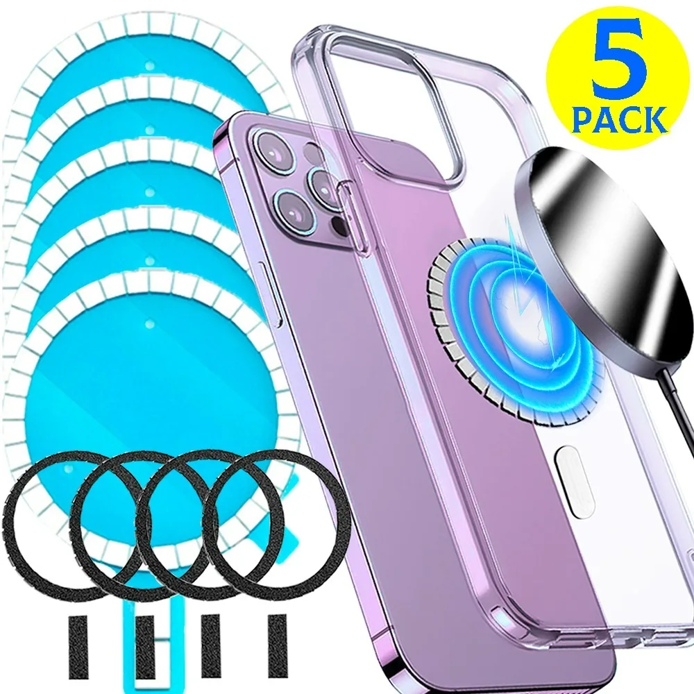 Pegatinas de anillo de Metal con imán fuerte, lengüeta de junta de anillo magnético de carga inalámbrica Magsafe para IPhone 17/16/15 Samsung Huawei Xiaomi