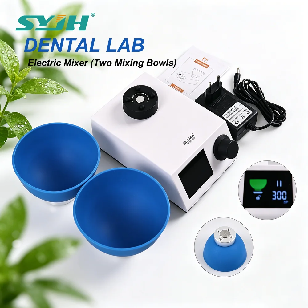 

SYJH Dental Alginate Gypsum Blender 300RPM Electric Mixer Electromagnetic Connection 2 Mixing Bowls HD Display Dentistry Tools