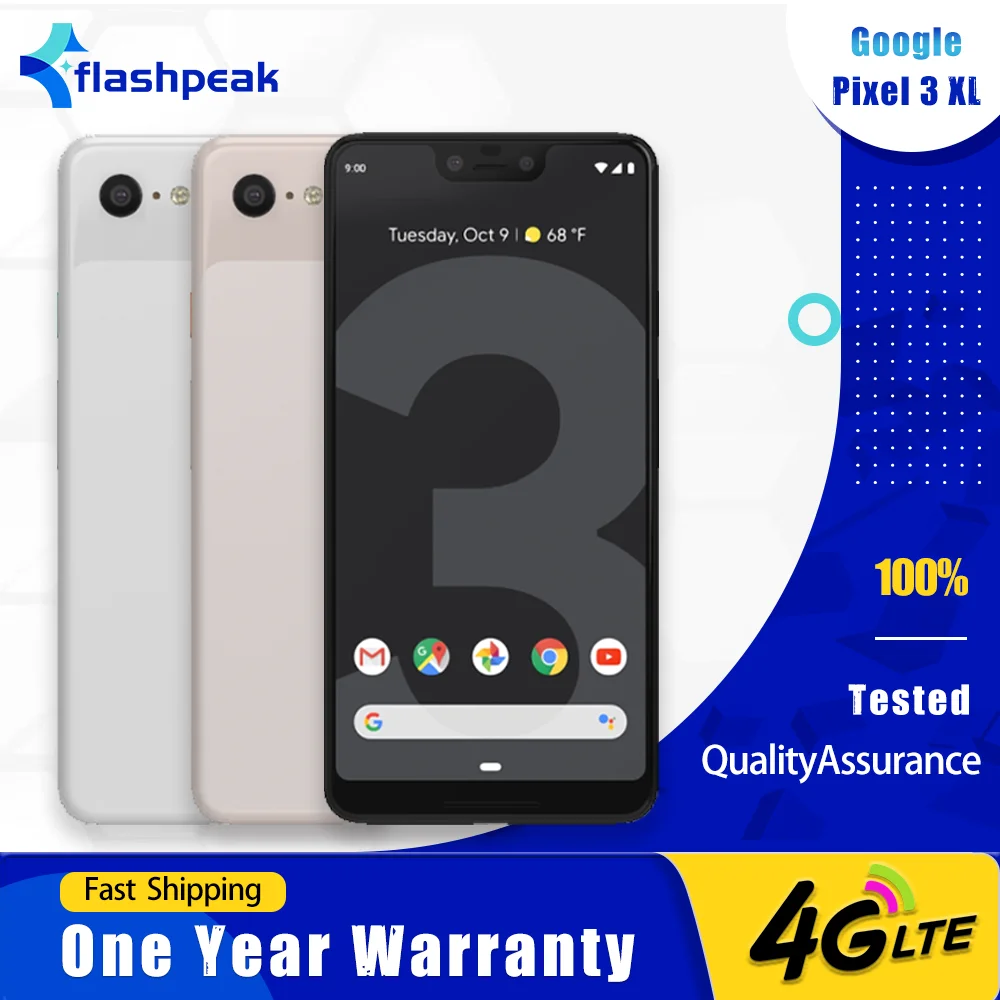 Original Google Pixel 3 XL 3XL 4G teléfono móvil 4GB RAM 64GB/128GB ROM P-OLED 6,3 "12.2MP + 8MP Qualcomm 845 octa-core SmartPhone