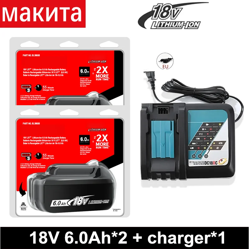 Original 6AH Makita BL1860 6Ah Akku für Elektrowerkzeuge, Li-Ion Ersatzakku LXT BL1850 BL1840 für 18V Schrauber mit BMS 18V Akku