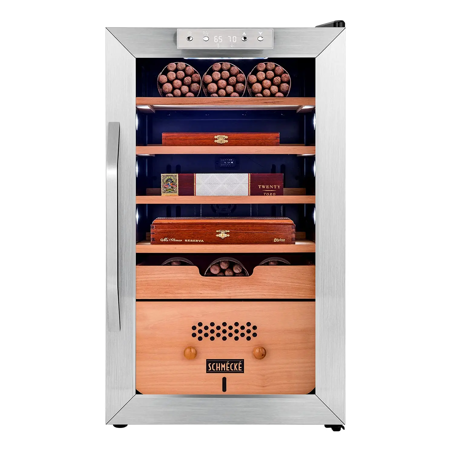 400 Cigar Cooler Humidor with 3 in 1 Precise Cooling, Heating & Humidity Control, Stainless Steel Trim Finish, Customized