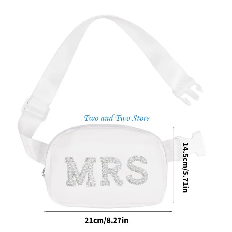 Hx6f brilhante pérolas carta noiva senhora náilon cintura saco design elegante para armazenamento essencial casamento