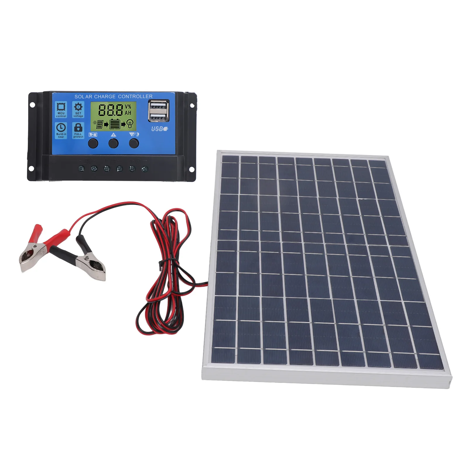 Solar Panel 10W 12V Polycrystalline IP65 Waterproof Portable 30A Solar Charge Controller Combo for Outdoor