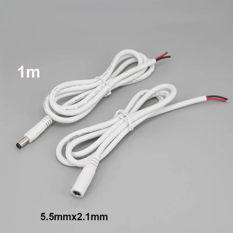 Cabo de extensão de fonte de alimentação 18awg 7a dc macho dc fêmea 5.5mm x 2.1mm conector corrente 0.2m 1m fio de cobre para luz de tira led l1