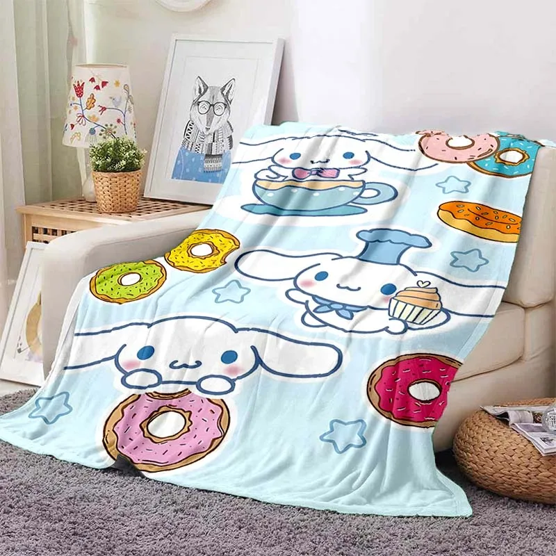 Cinnamoroll Sanrio King Size Blanket Sofa Cartoon Soft Black Flannel Throw Fluffy Bed Blanket New Born Winter Blanket Baby Gift