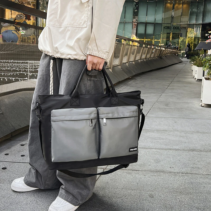 

Вместительная нейлоновая сумка для ноутбука, повседневная сумка через плечо для поездок на работу, коротких поездок, дорожная сумка, популярные элементы дизайна Contra...