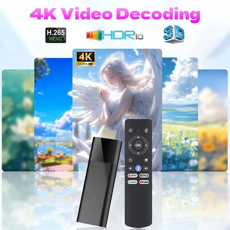 Janmifly Q6 Smart Tv Stick Android 10 2.4G/5G Dual Wifi 4K HDR 10 Mini Tv Stick Allwinner H313 Streaming Media Player