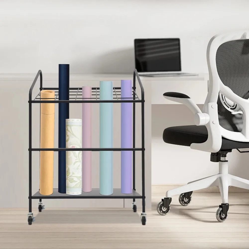 منظم لفات الورق المتنقلة، رف تخزين الأرضية، رف المواد Dsplay