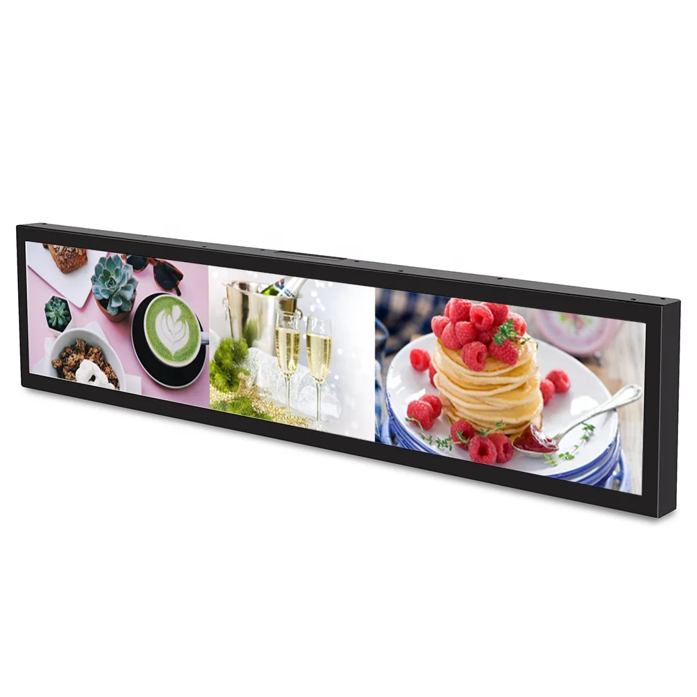 Bar LCD Display Easy Installation Indoor Advertising Media Player Strip Wide Commercial Advertising Screen Stretch Convenient