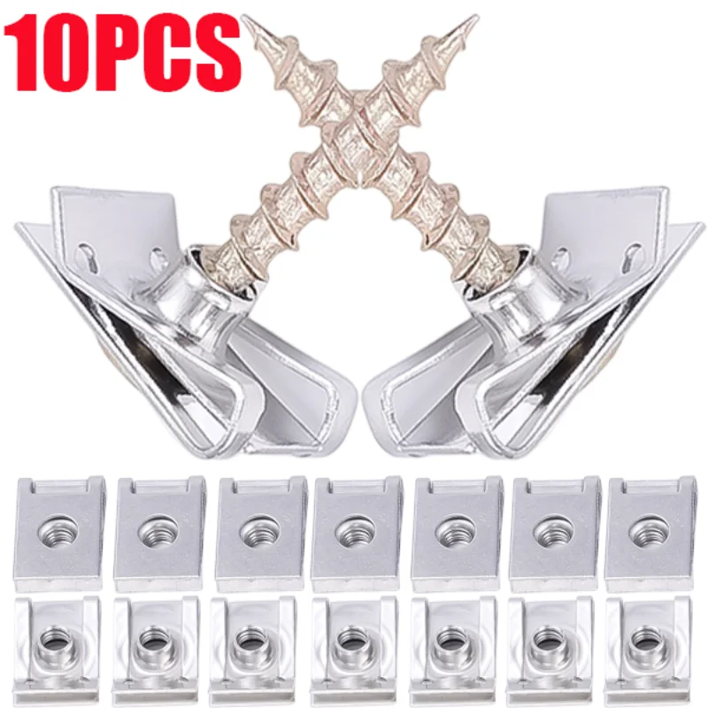 10PCS U Nut Kit Stainless Steel WithThreaded Nut Clip for Car Motorcycle Truck Bumper Auto Fender Fastener Rust Protection Clip