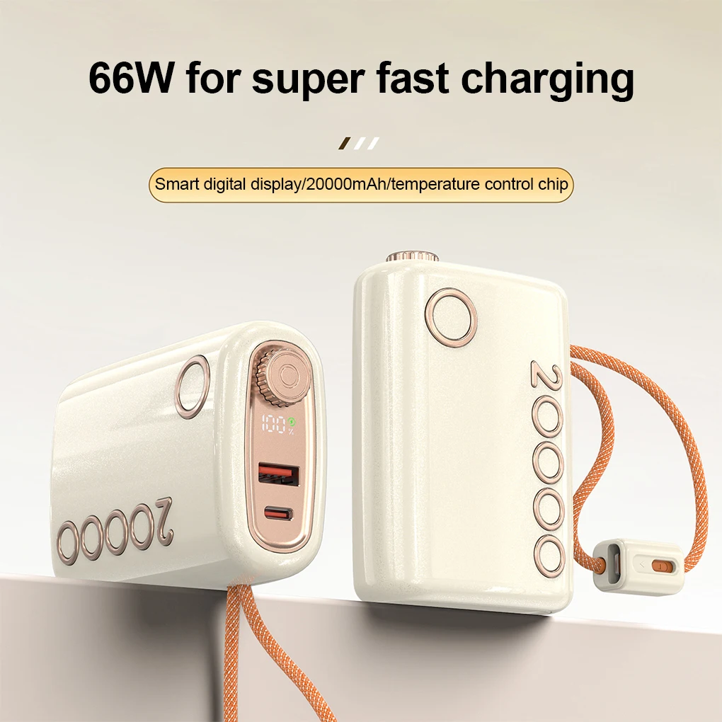 20000mAh 66W Fast Charging Power Bank Built in Cable Hanging Portable Large Capacity CCC Certified China Standard - Image 3