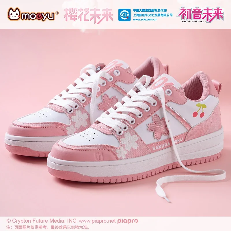 Zapatos originales Moeyu Sakura Miku para mujer y hombre, zapatos de Anime, zapatos planos de lona con cordones informales para mujer, zapatillas Vocaloid Hatstune 2023