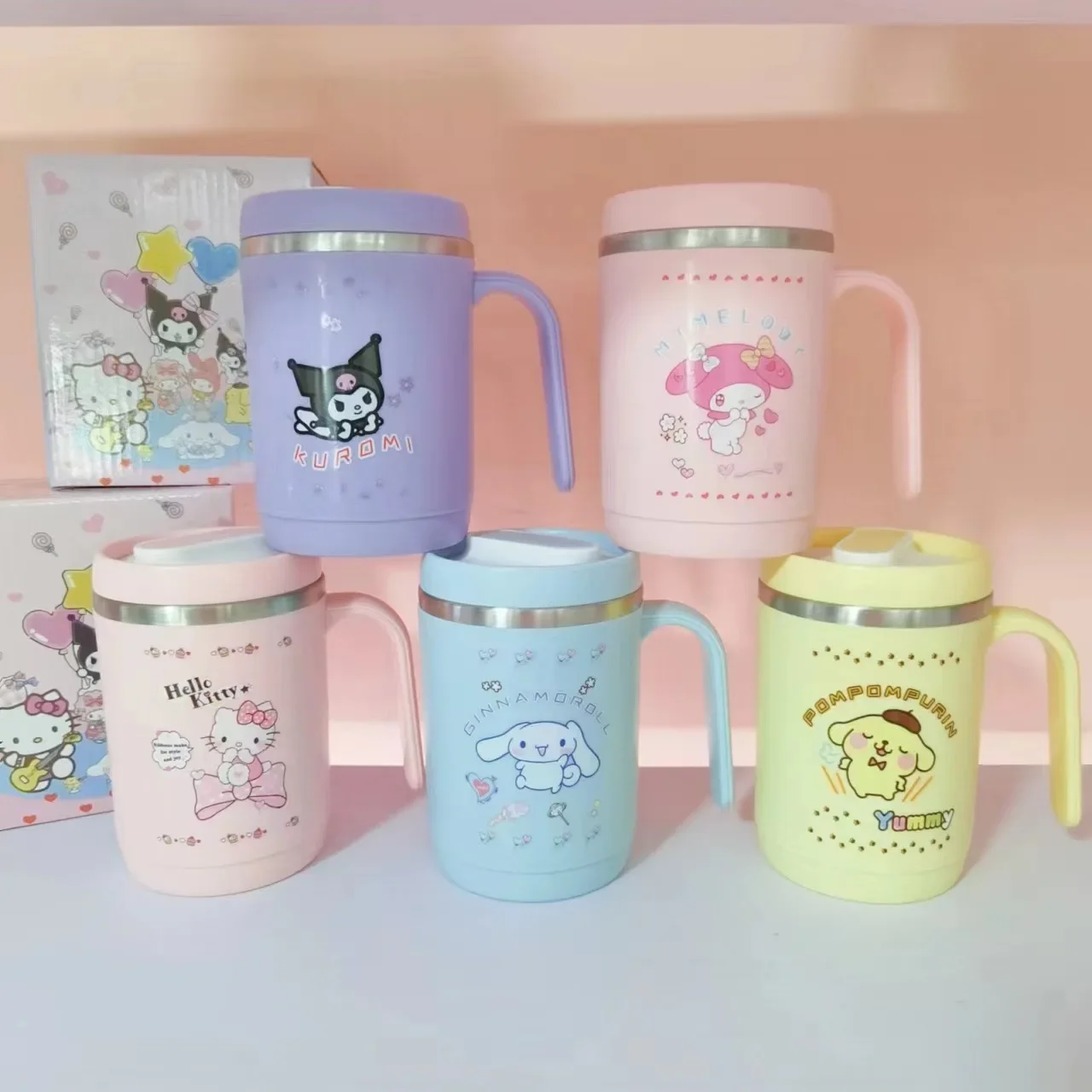 

500ml Sanrio Insulated Mug Hello Kitty Kuromi Cinnamoroll My Melody Cute Coffee Cup Portable Stainless Steel Office Water Cup